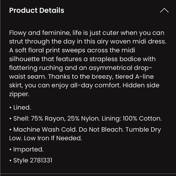 Kristella Blush Floral Strapless Tiered Midi
Dress | Floral Strapless Midi Dress - Picture 5 of 6